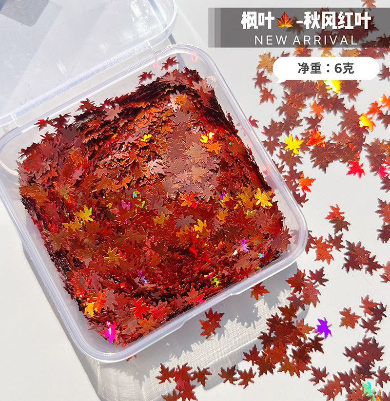 Wholesale Diy Handmade Glue Maple Leaf Sequins Hemp Material Special-shaped Decorative Glitter Powder Production Materials